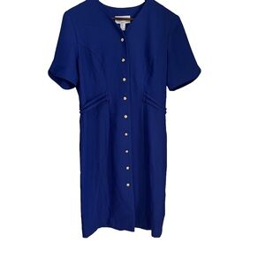 Lori annElegant Blue Button-Down Dress size 8 petite